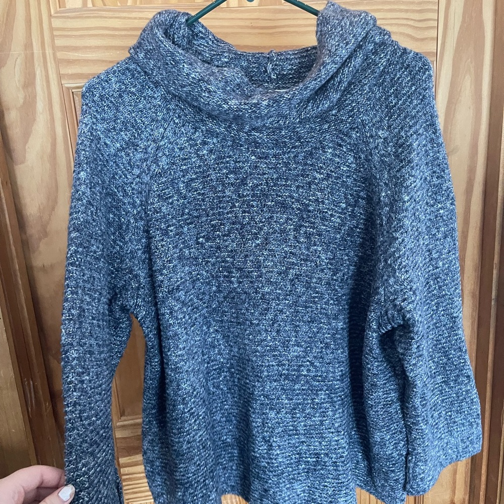 Grey sweater with a blue ish tint, xl ruffled neck, Super soft, “Northstyle”
